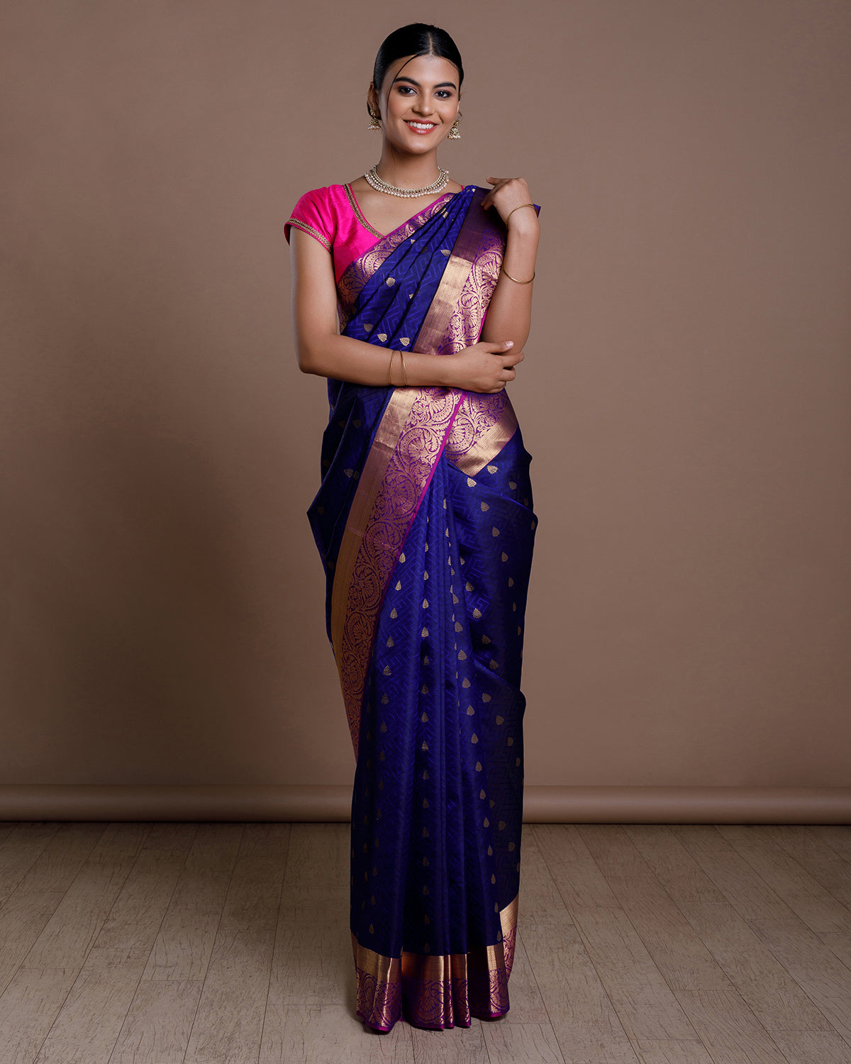 Blue Jaquard Silk Saree