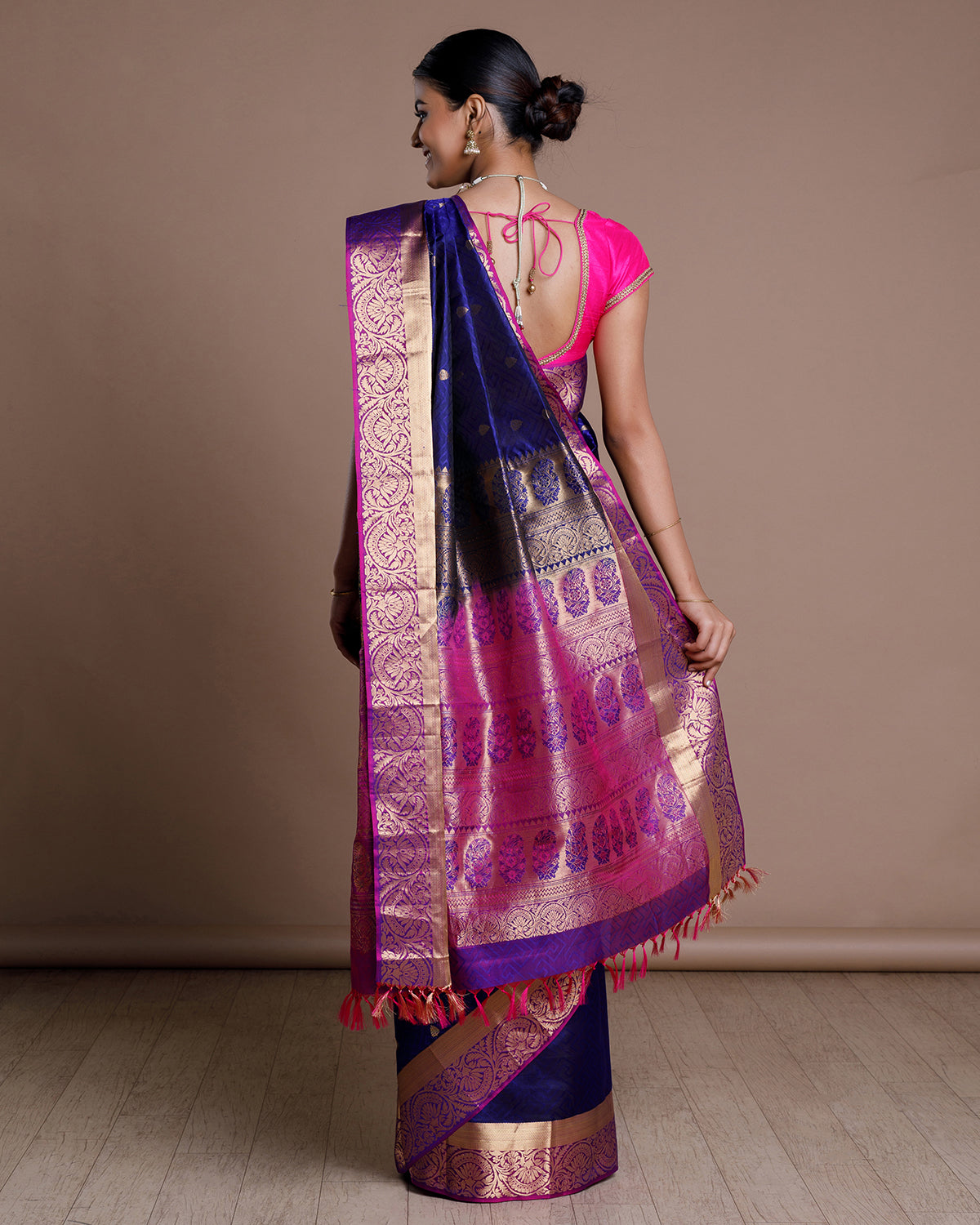 Blue Jaquard Silk Saree