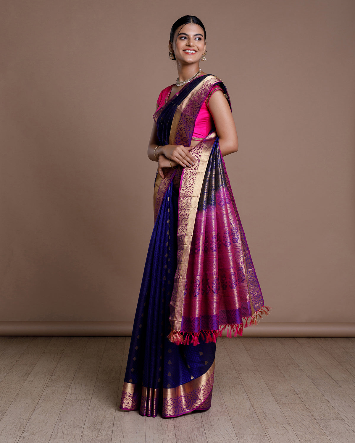 Blue Jaquard Silk Saree