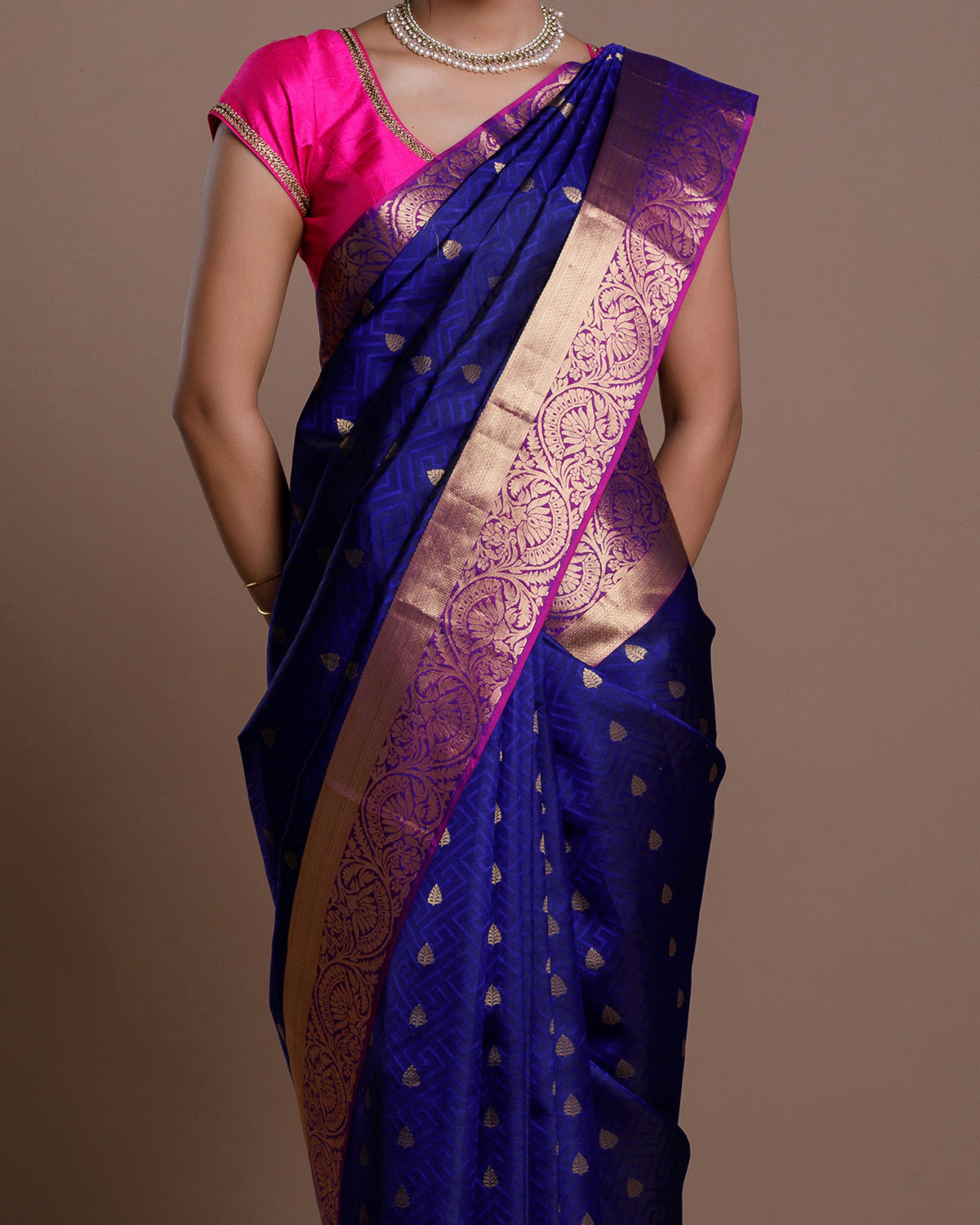 Blue Jaquard Silk Saree
