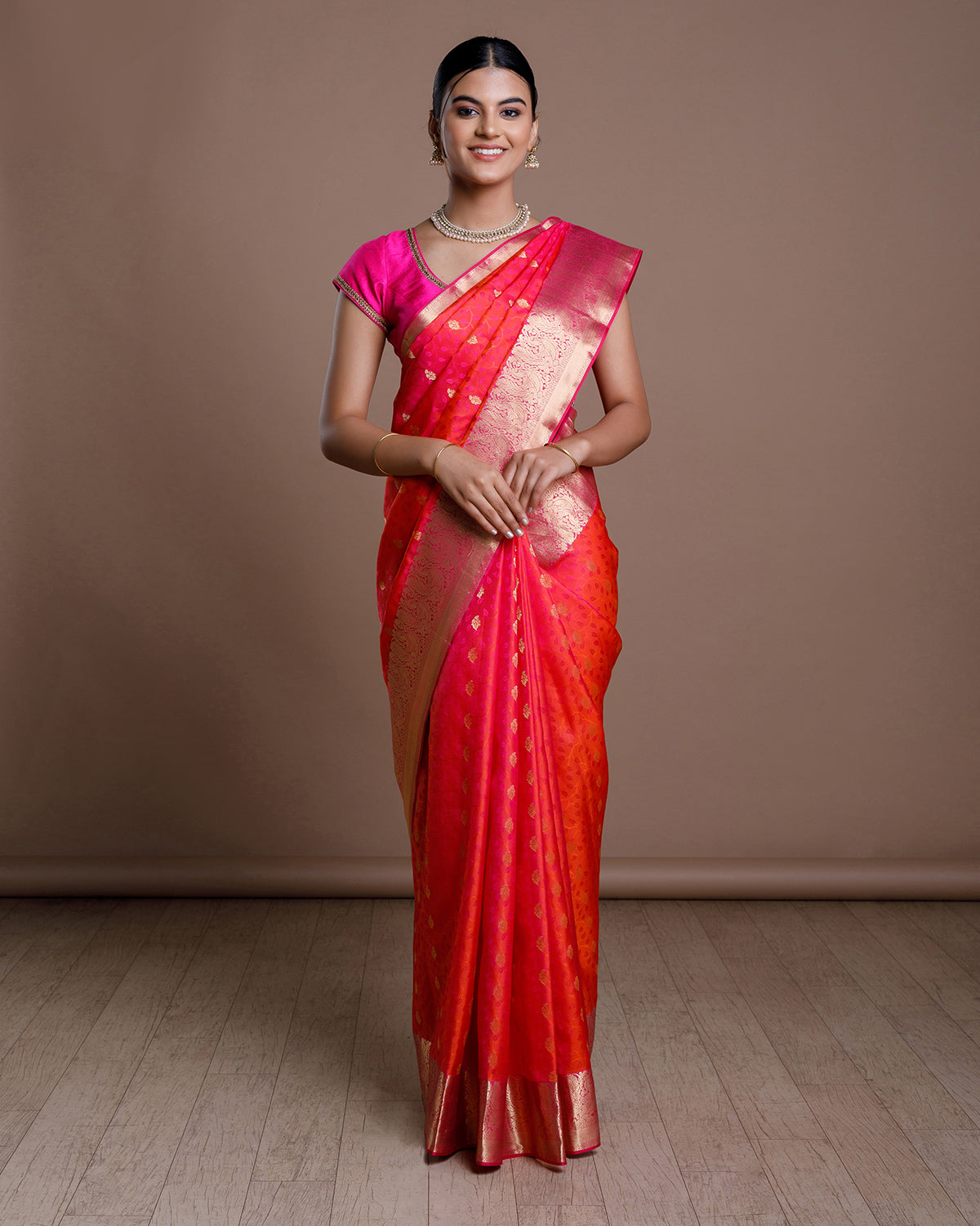 Pink Jaquard Silk Saree