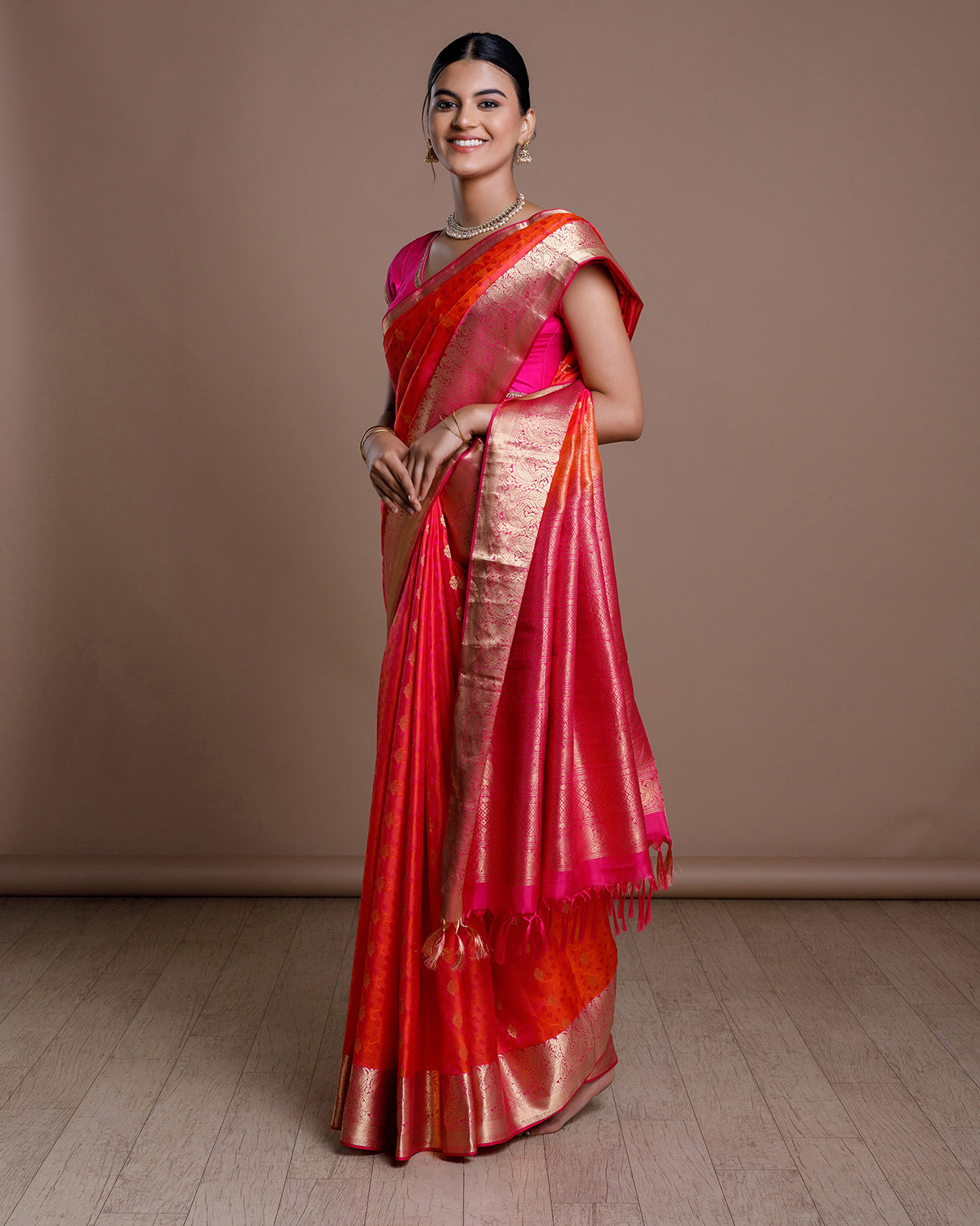 Pink Jaquard Silk Saree