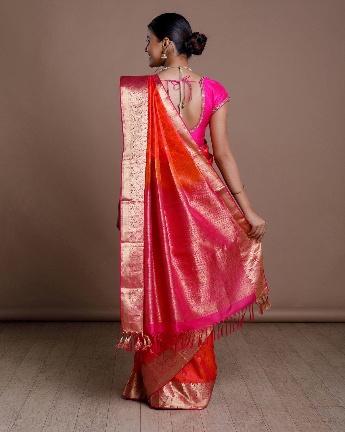 Pink Jaquard Silk Saree