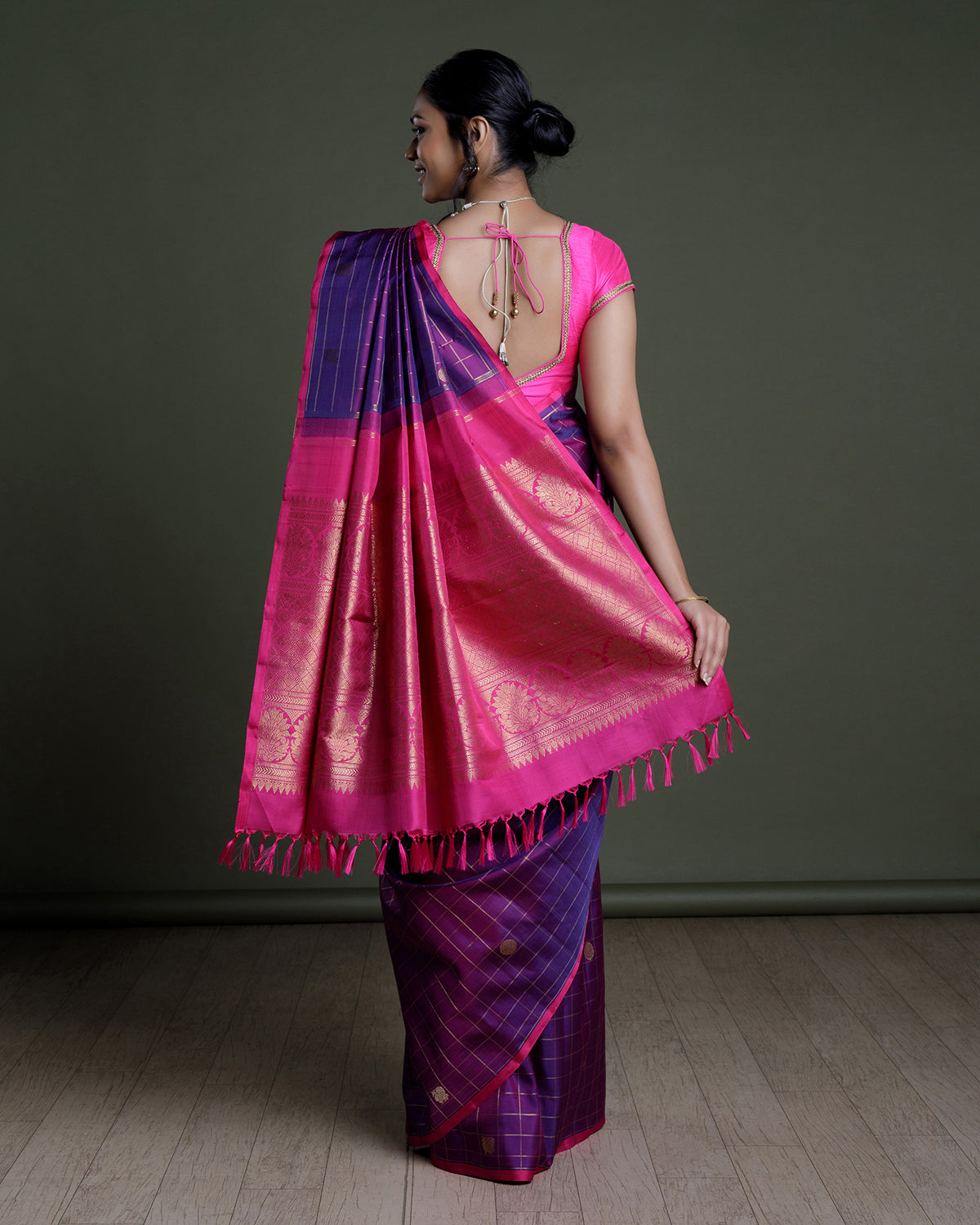 Purple Kanchivaram Handloom Silk Saree