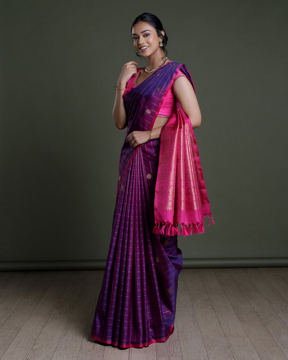 Purple Kanchivaram Handloom Silk Saree