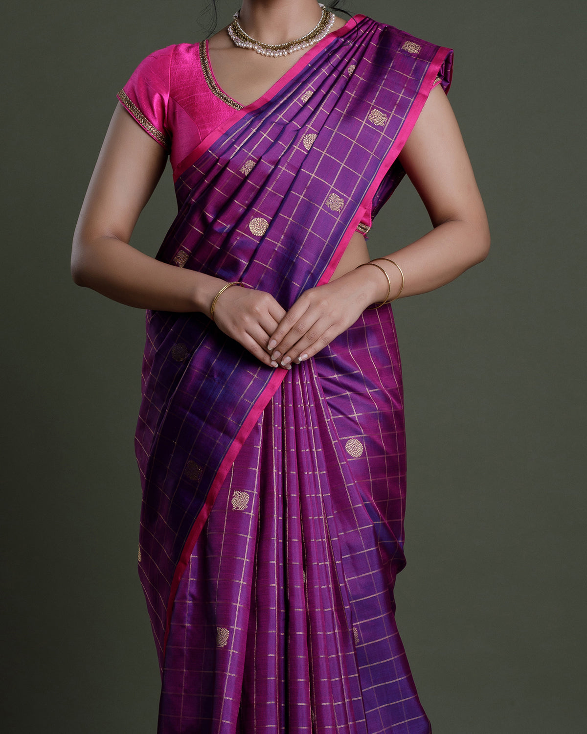 Purple Kanchivaram Handloom Silk Saree