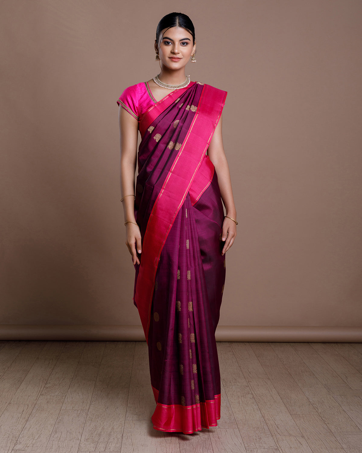 Purple Kanchivaram Handloom Silk Saree