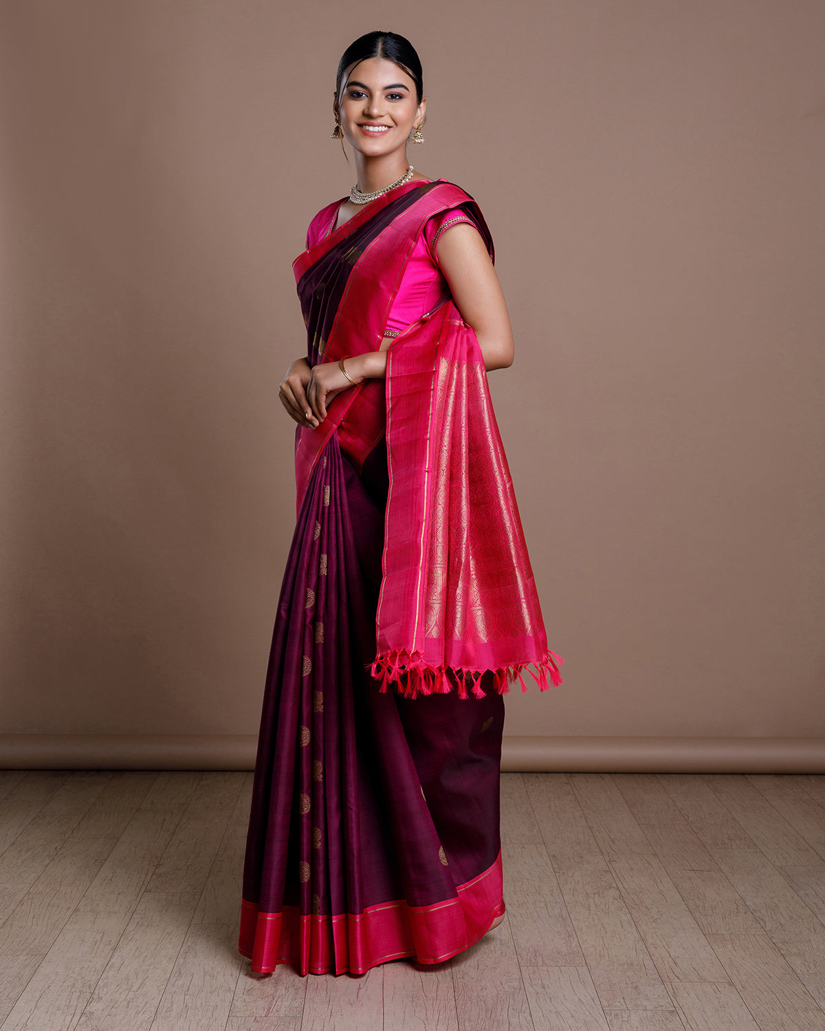 Purple Kanchivaram Handloom Silk Saree