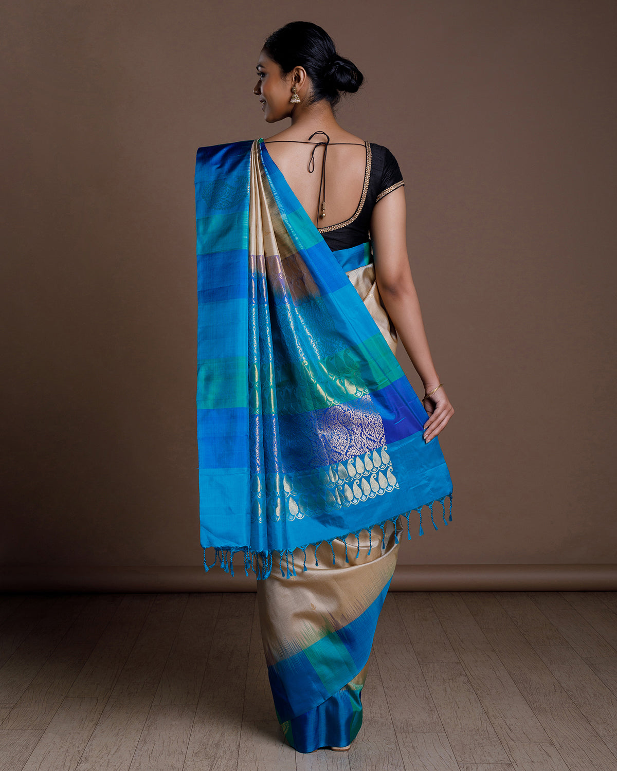 Beige Handloom Soft Silk Saree
