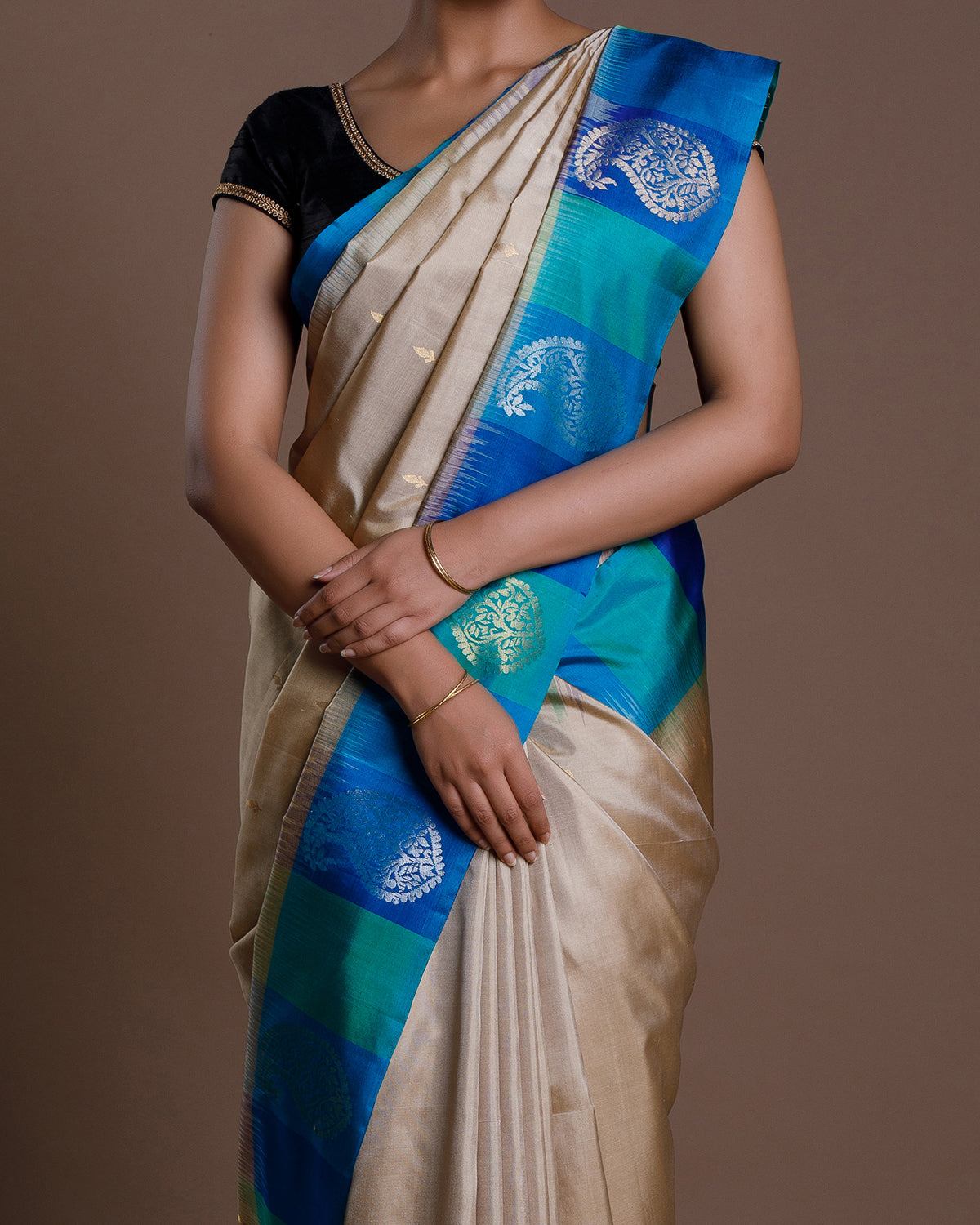Beige Handloom Soft Silk Saree