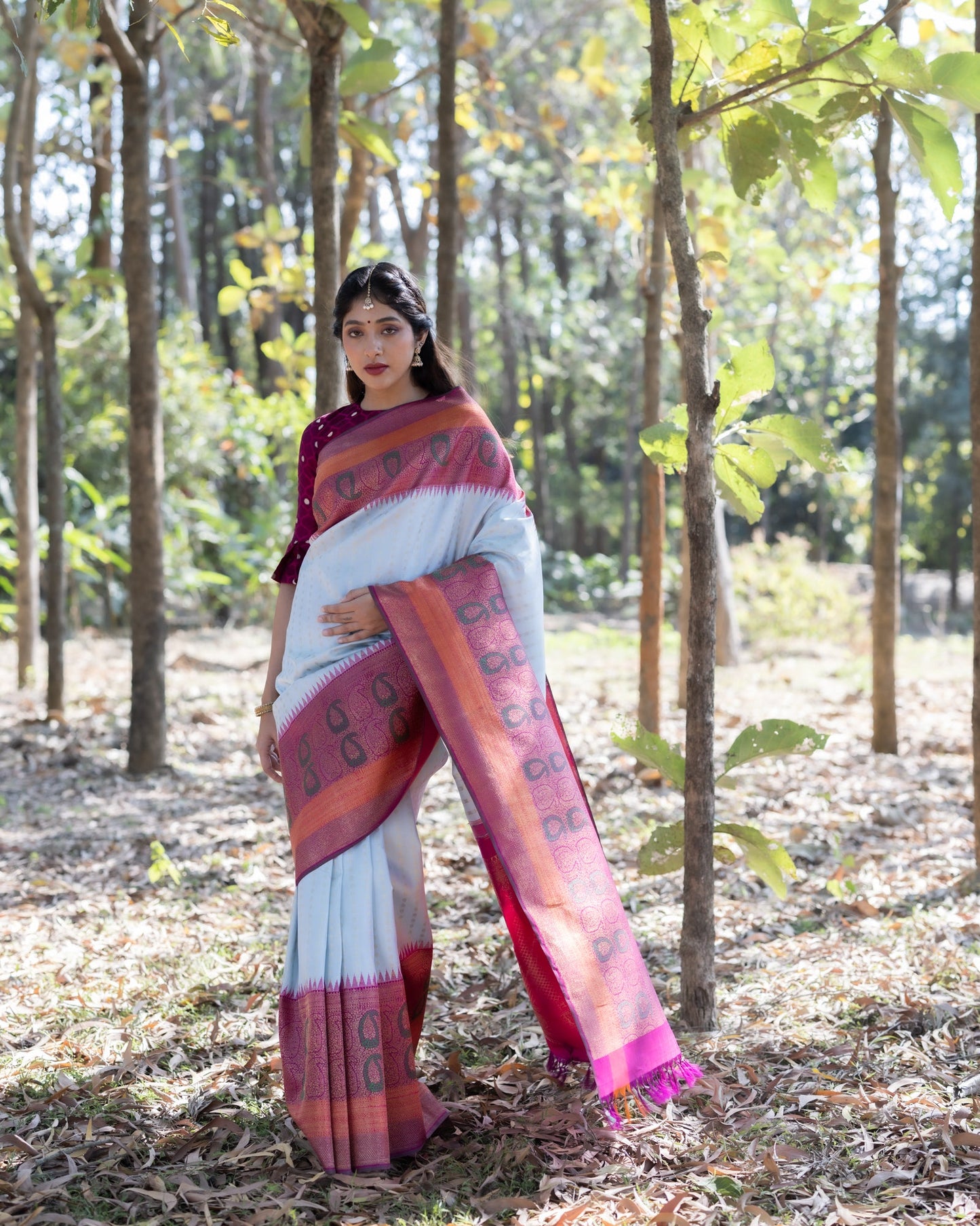 Grey Kanchivaram Handloom Silk Saree