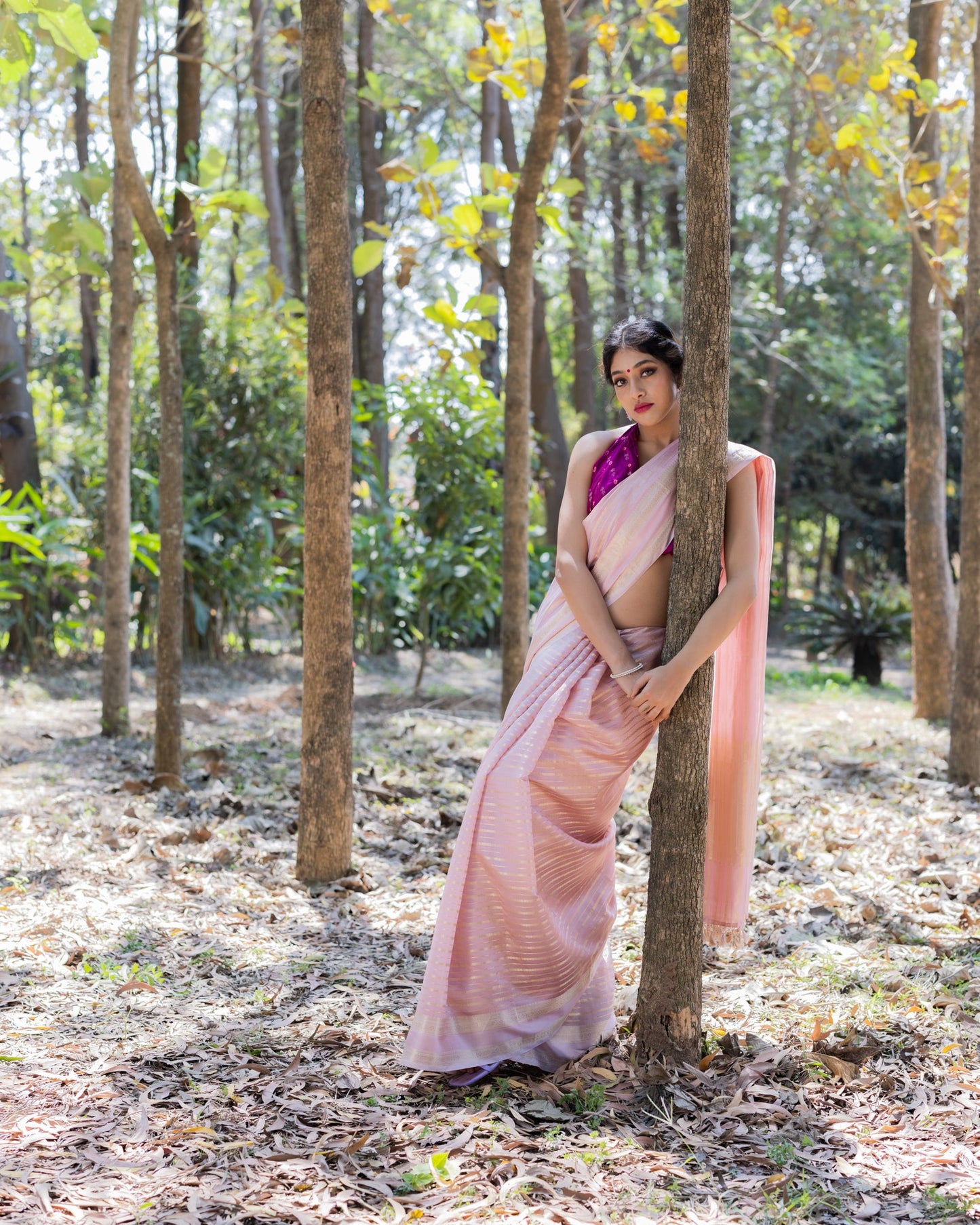 Pink Chanderi Silk Saree