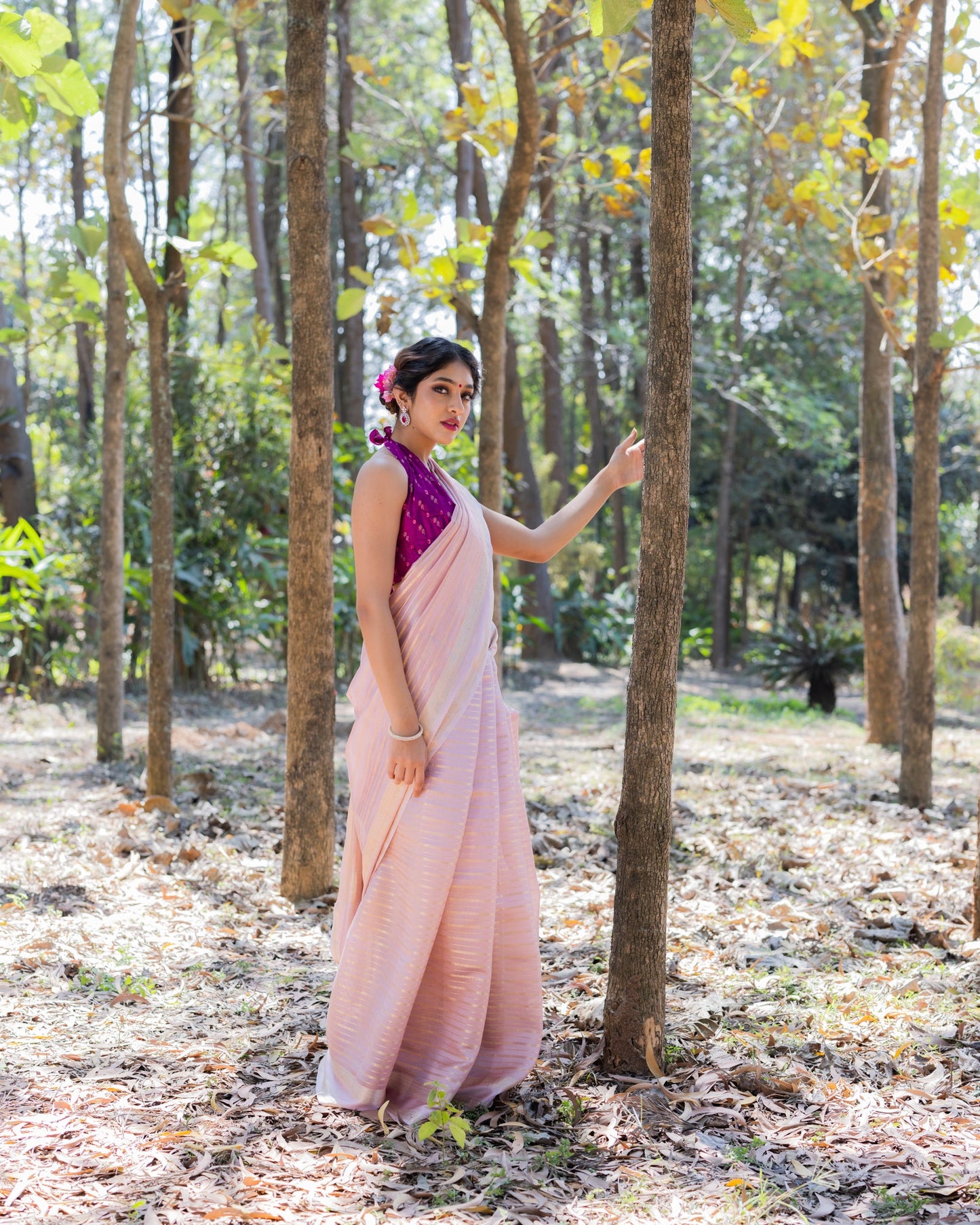 Pink Chanderi Silk Saree