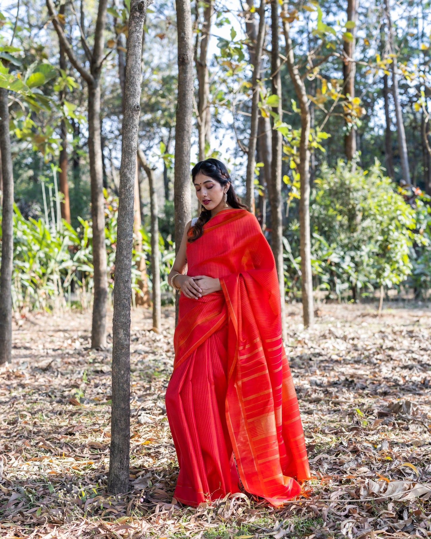 Coral Kanchivaram Silk Saree