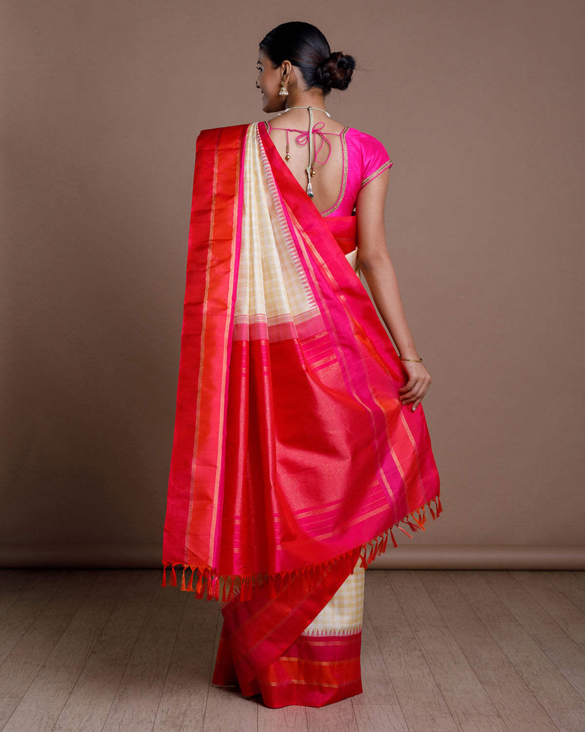 Half White Kanchivaram Handloom Silk Saree