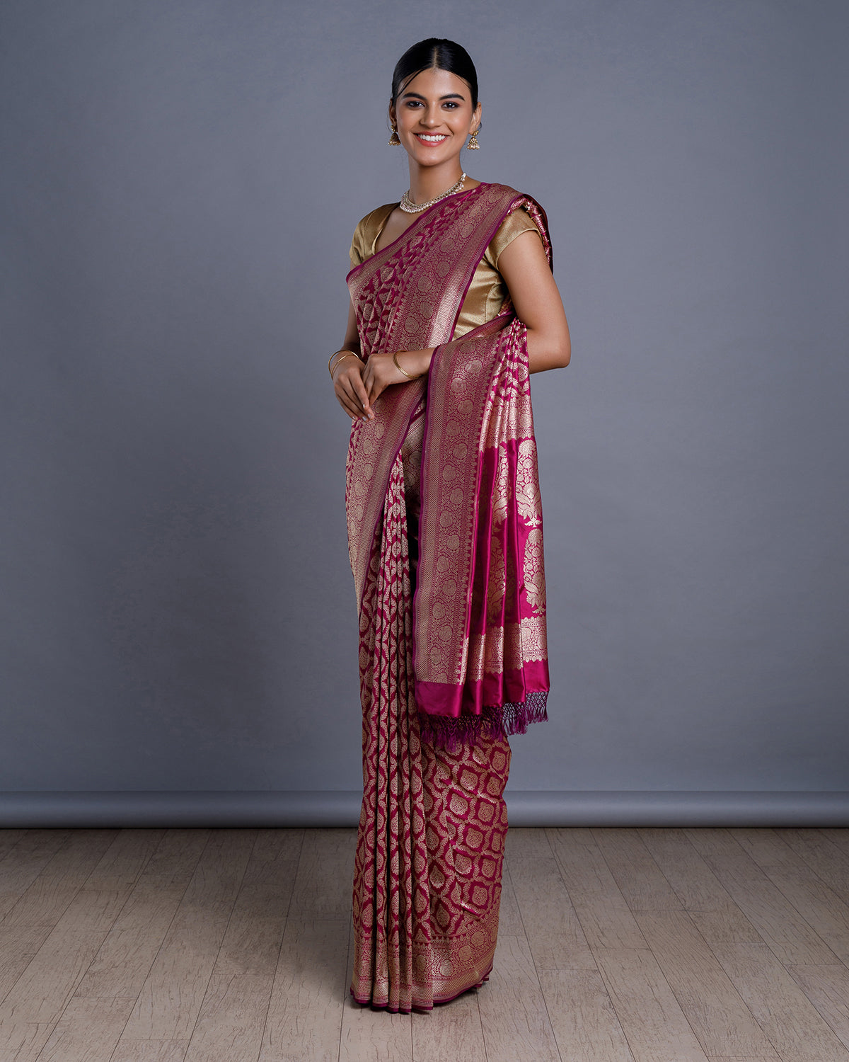 Magenta Banaras Handloom Silk Saree