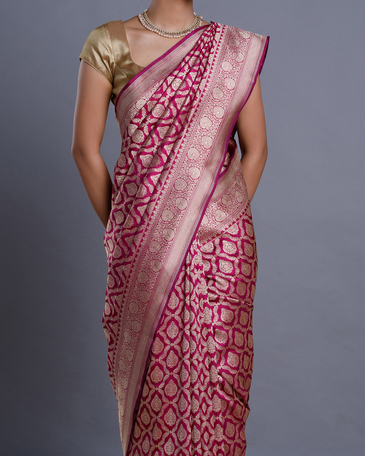 Magenta Banaras Handloom Silk Saree
