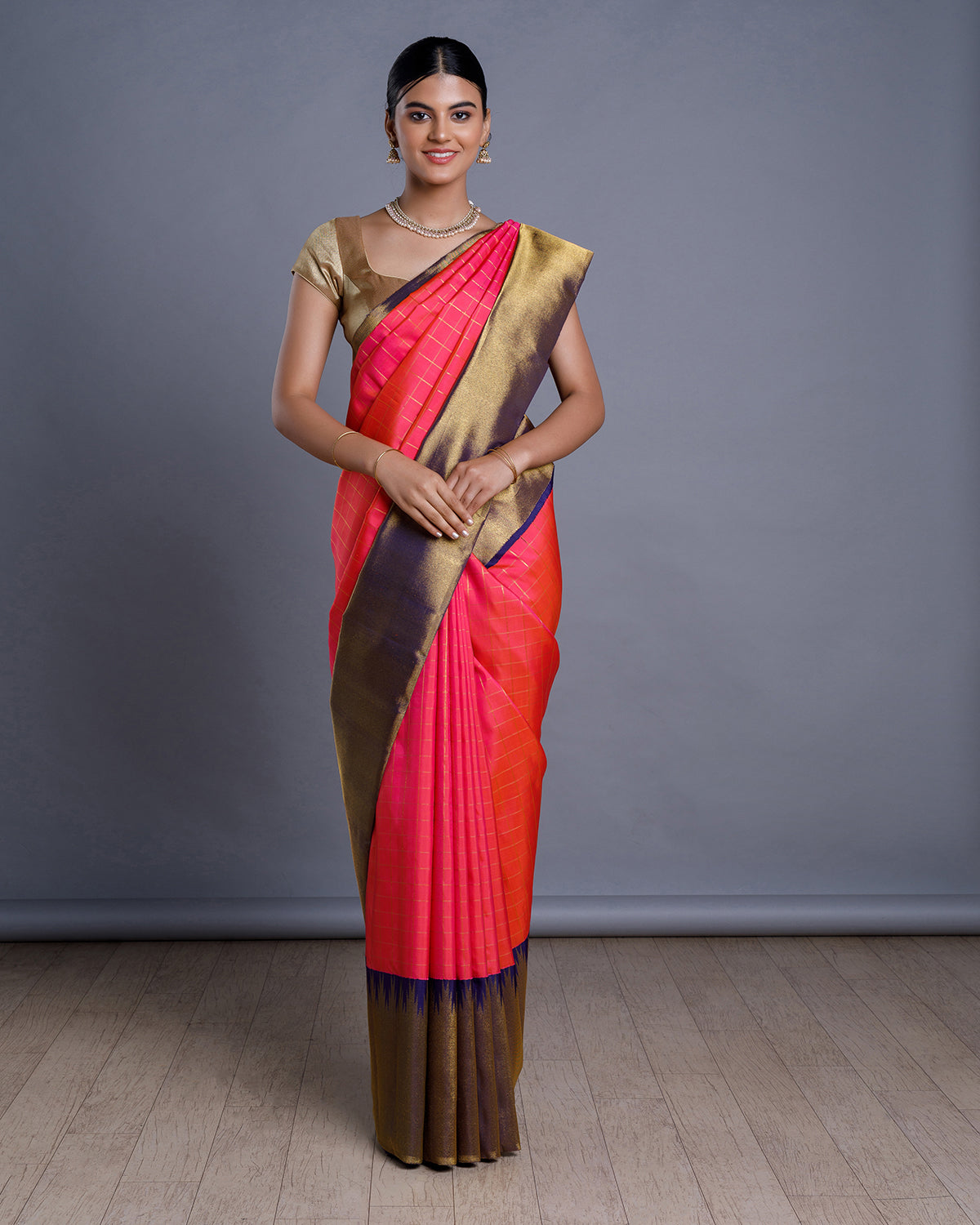 Pink Kanchivaram Handloom Silk Saree