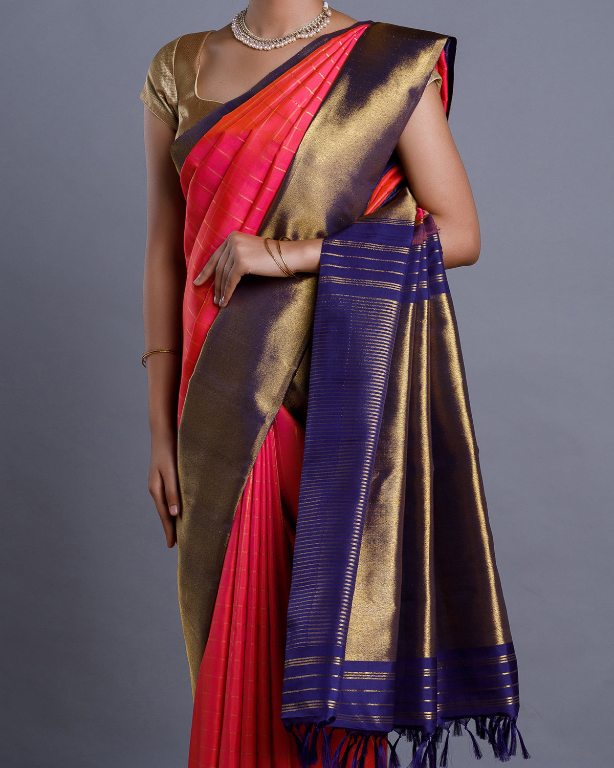 Pink Kanchivaram Handloom Silk Saree