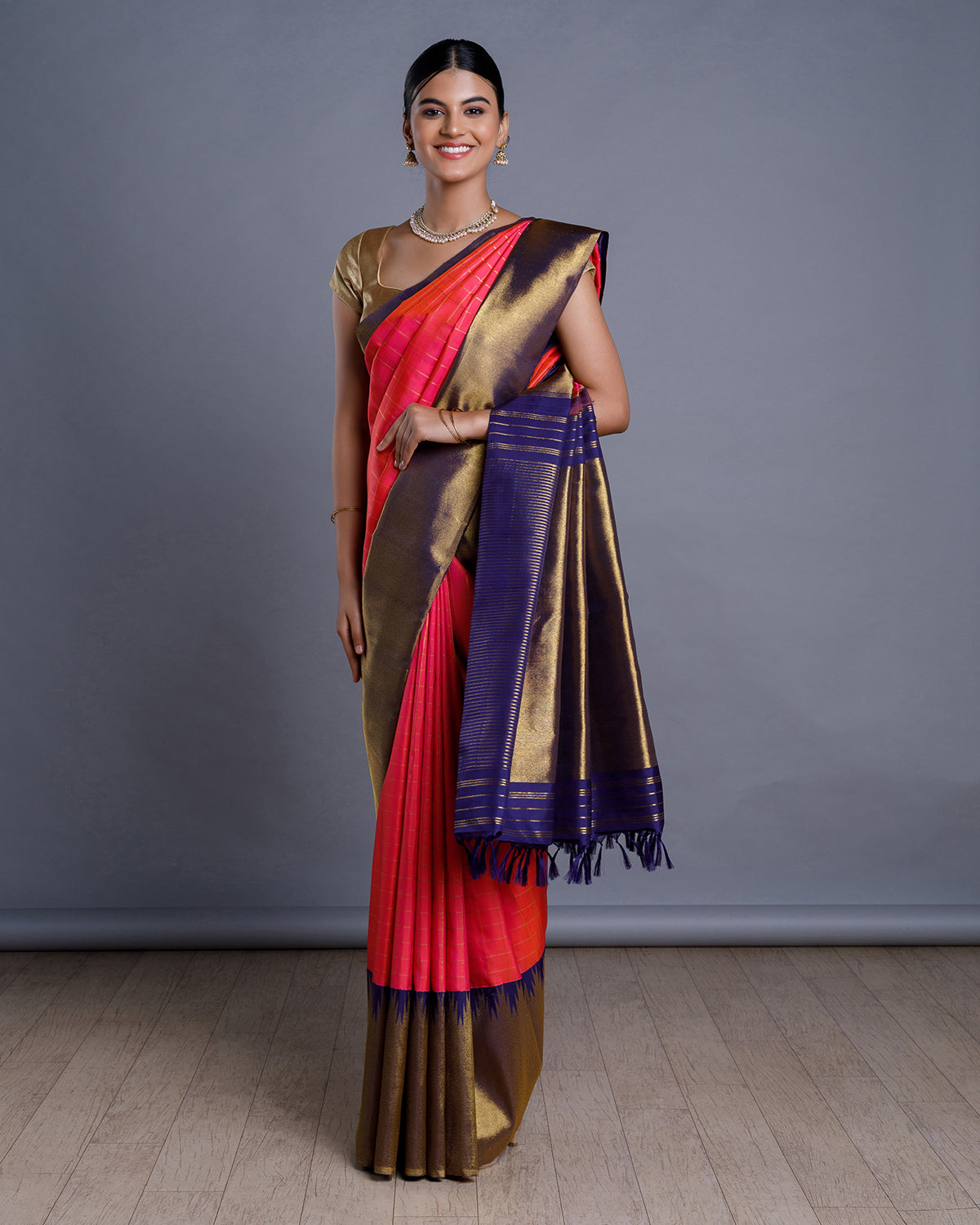 Pink Kanchivaram Handloom Silk Saree