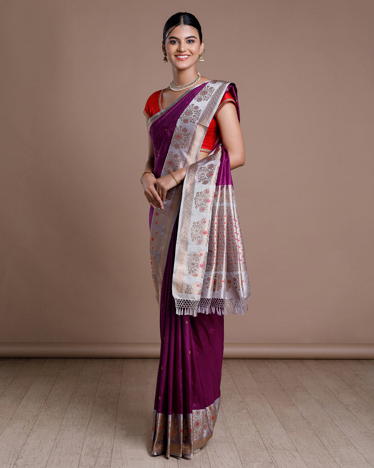 Purple Banaras Handloom Silk Saree