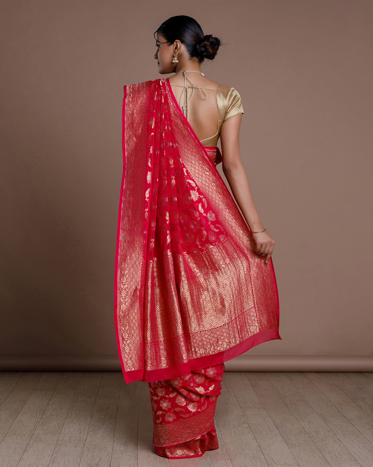 Pink Banarasi Silk Georgette Silk Saree