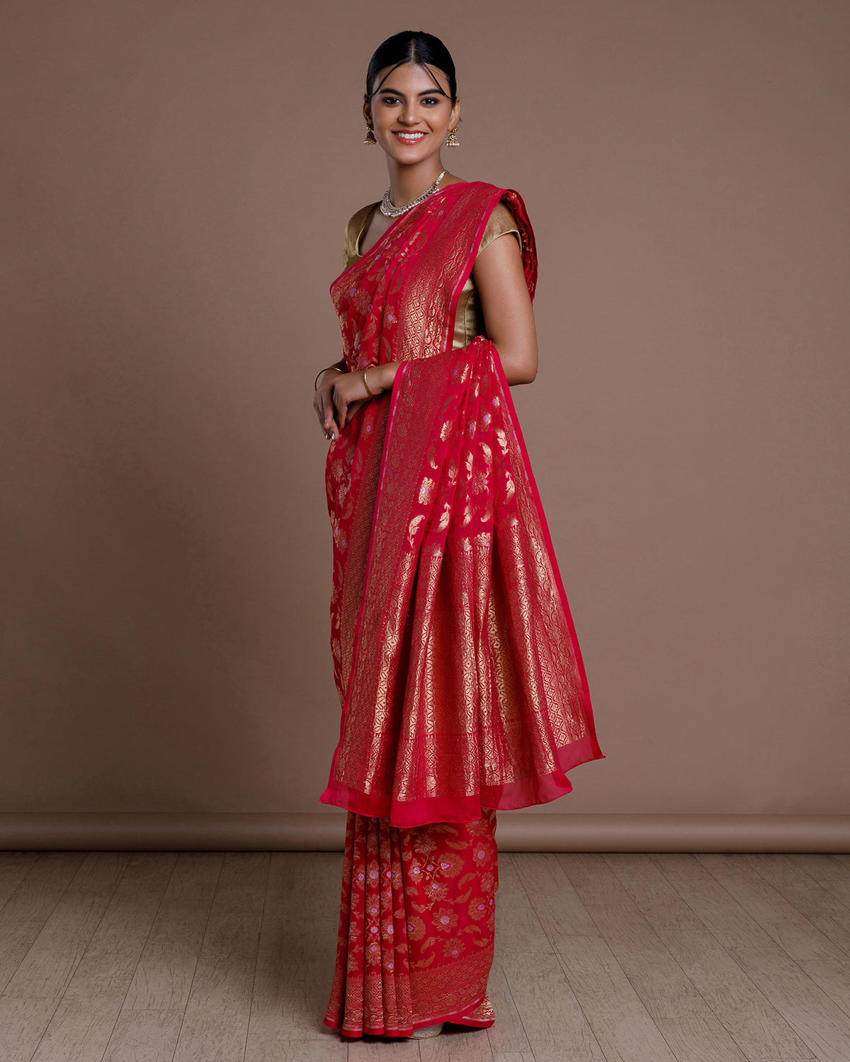 Pink Banarasi Silk Georgette Silk Saree