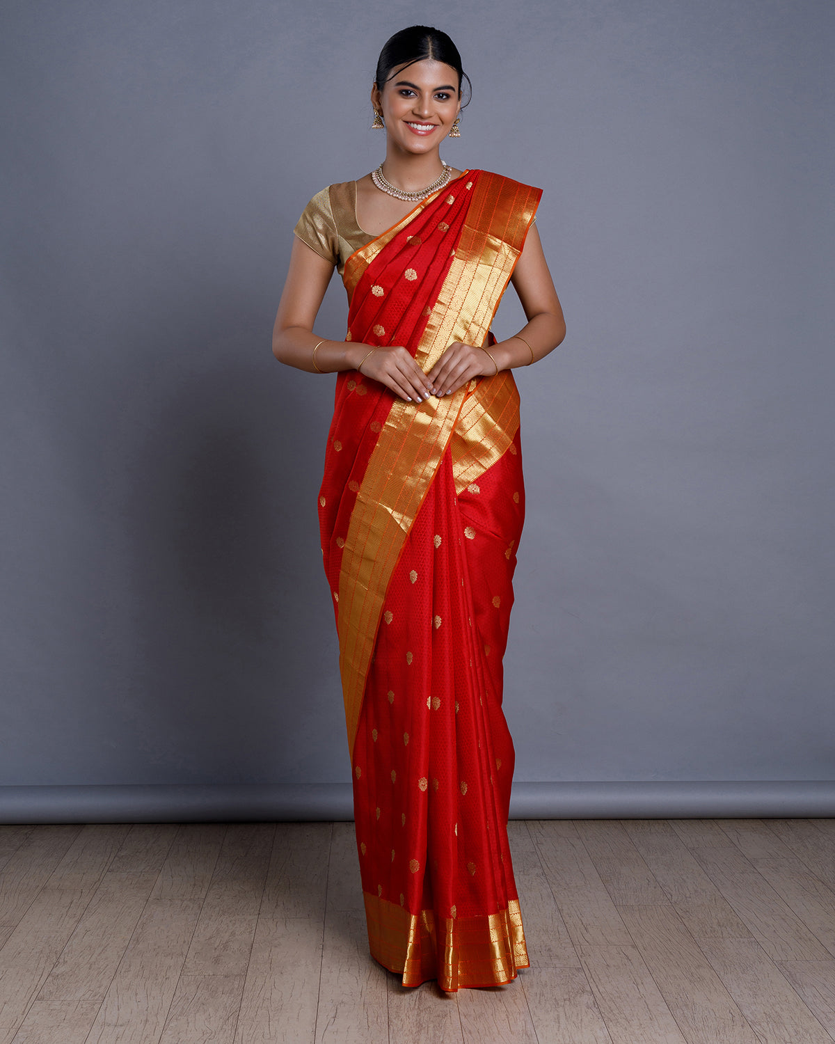 Red Jaquard Silk Saree