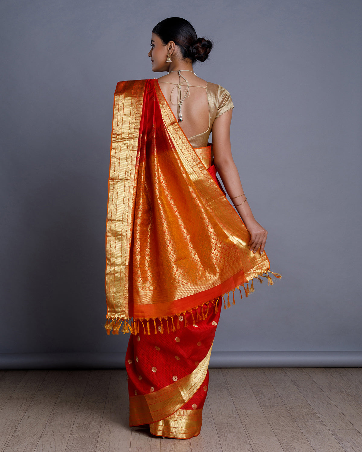 Red Jaquard Silk Saree