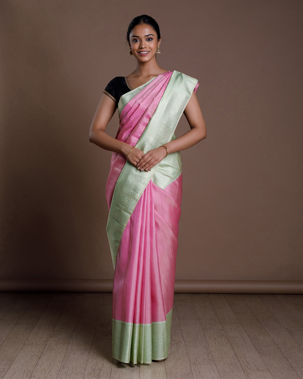 Pink Kanchivaram Handloom Silk Saree