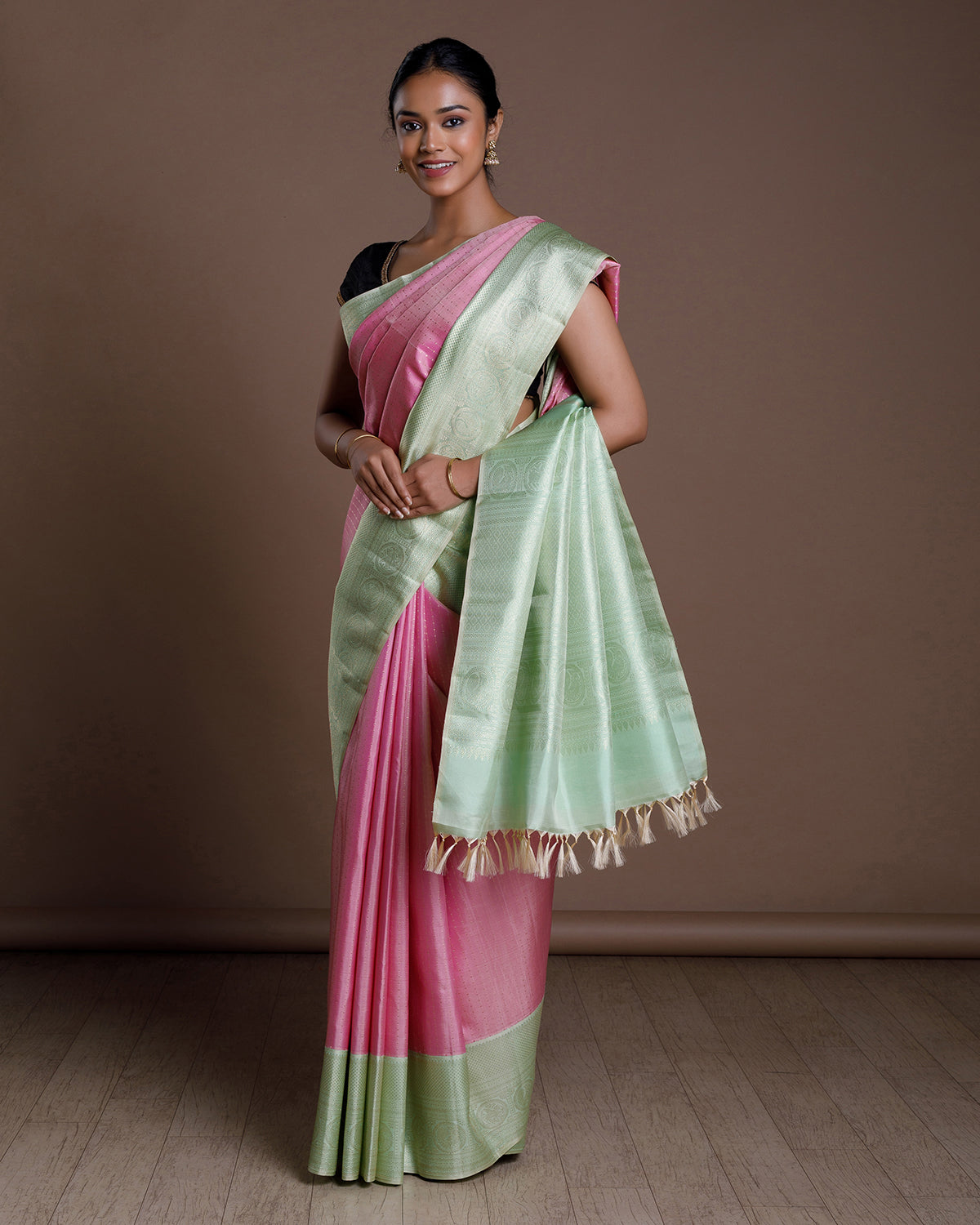 Pink Kanchivaram Handloom Silk Saree