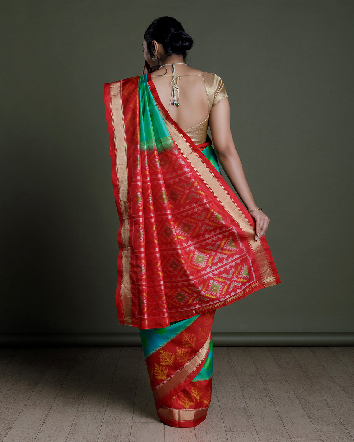 Green Ikkat Silk Saree