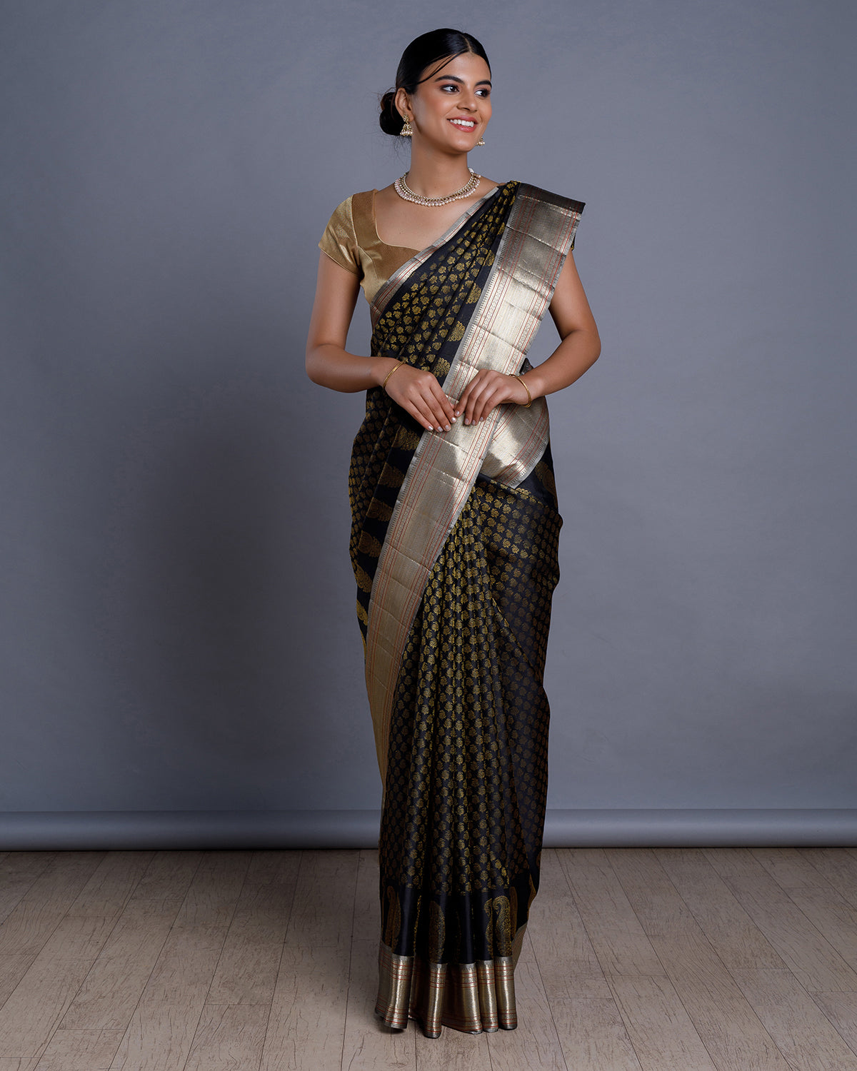 Black Kanchivaram Silk Saree