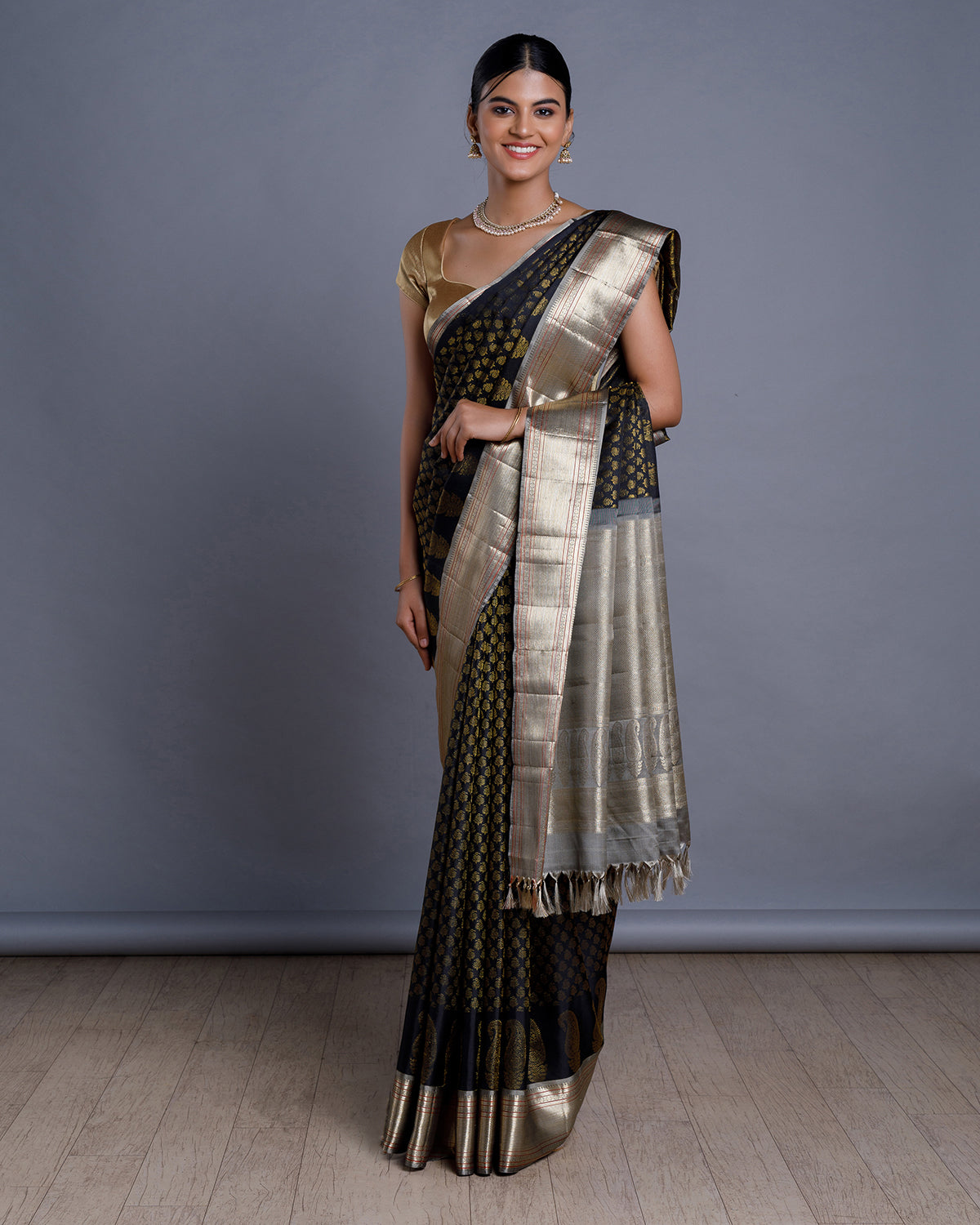 Black Kanchivaram Silk Saree