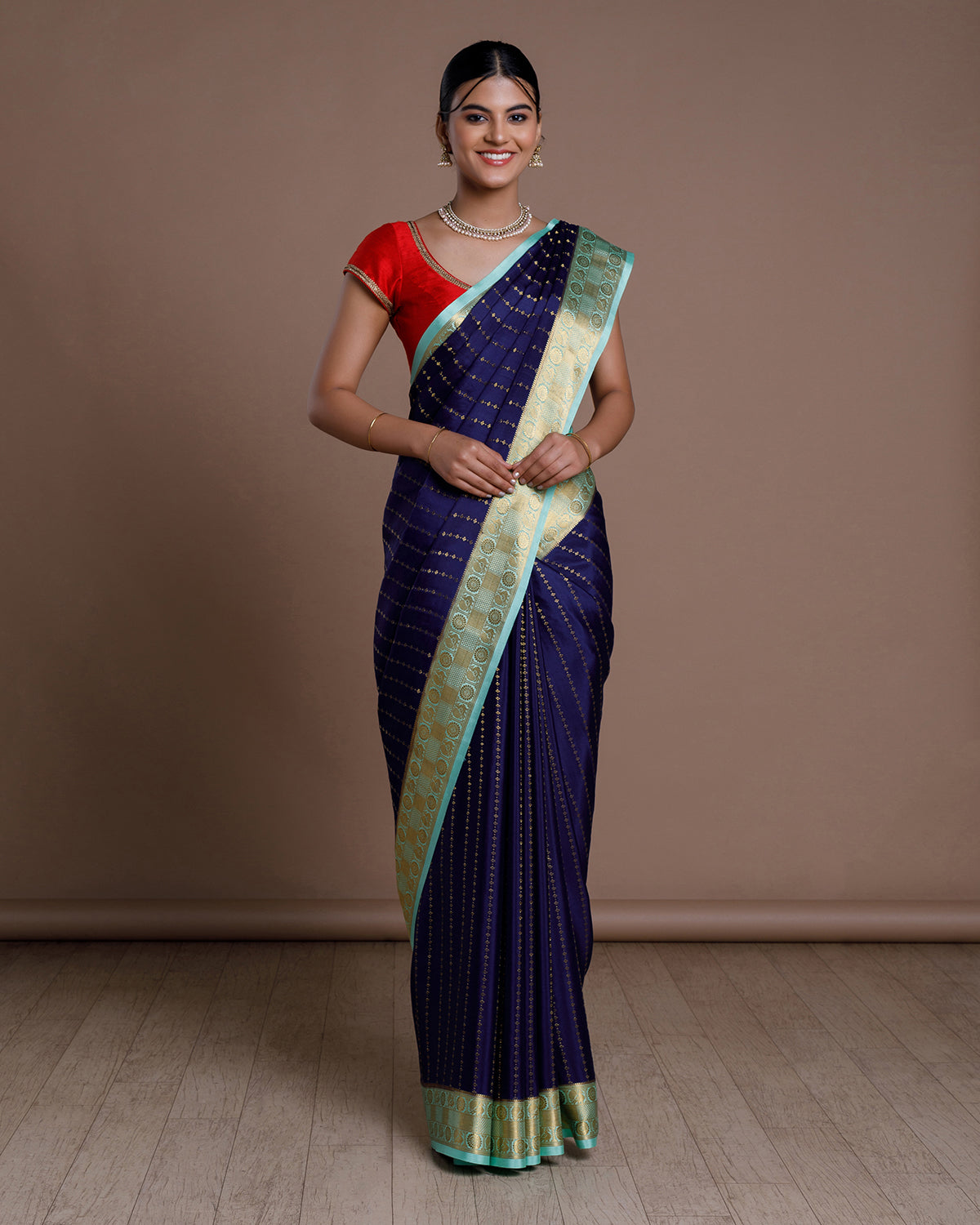 Blue Mysore Silk Saree