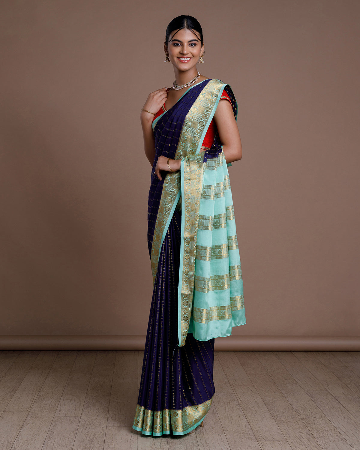 Blue Mysore Silk Saree
