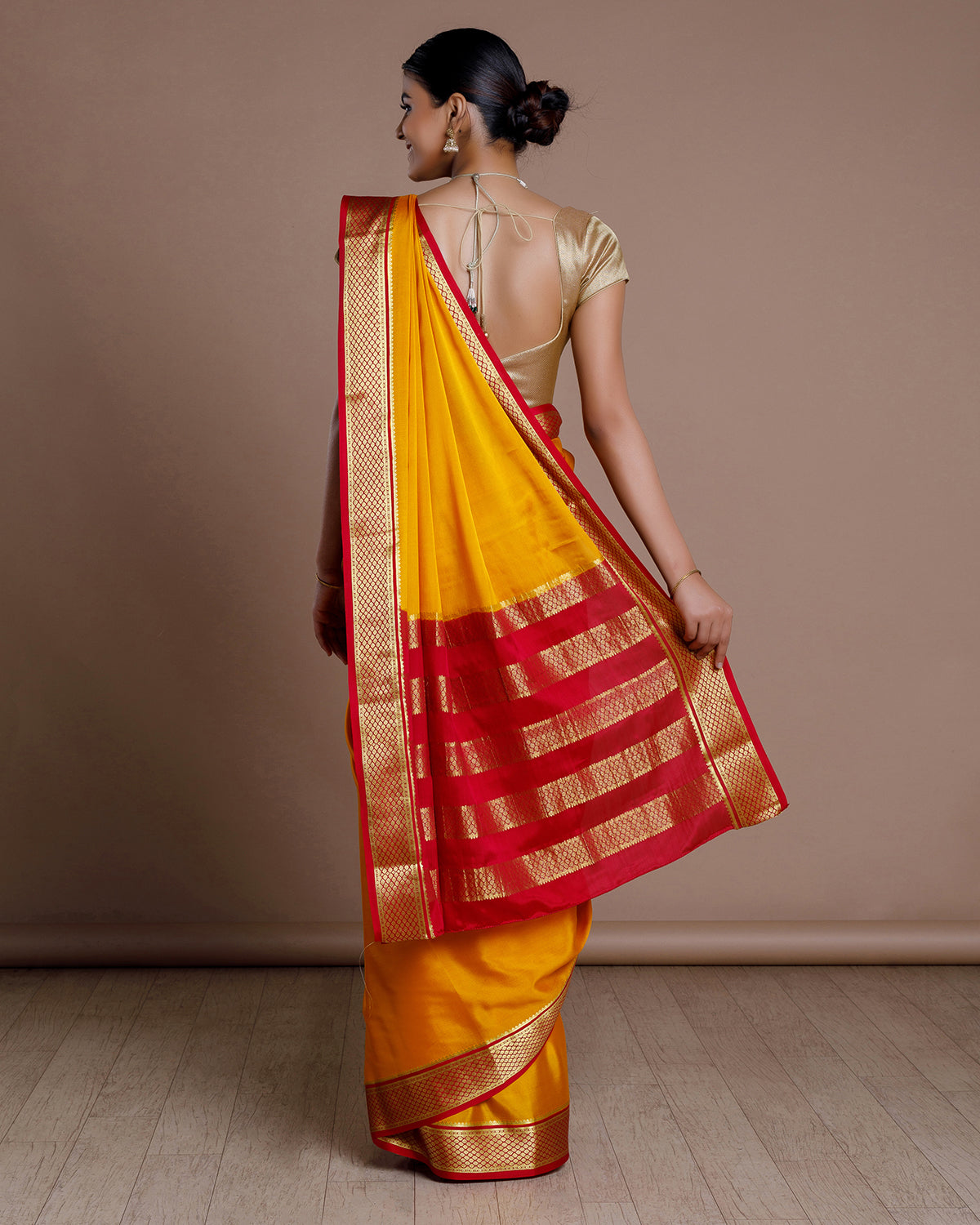 Yellow Mysore Silk Saree