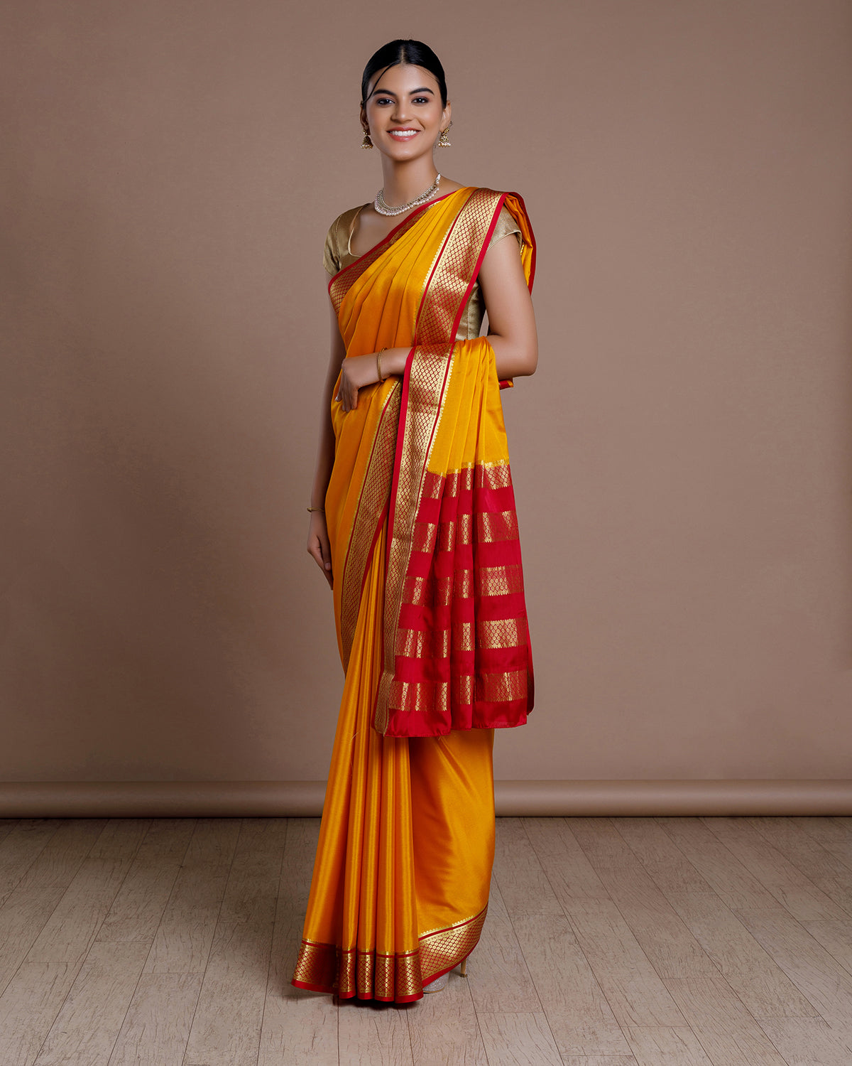 Yellow Mysore Silk Saree