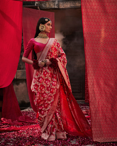 Red Banarasi Silk Saree