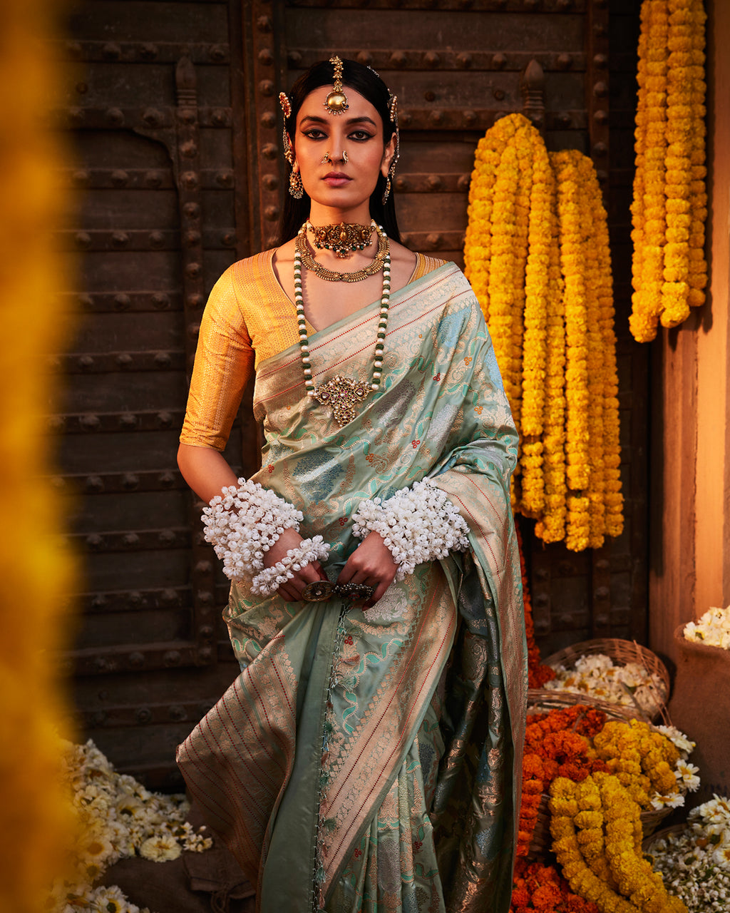 Green Banarasi Silk Saree