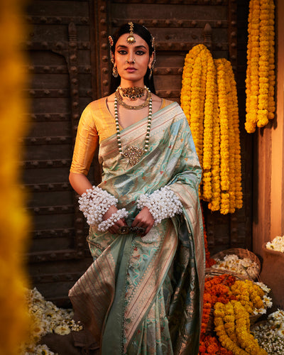 Green Banarasi Silk Saree