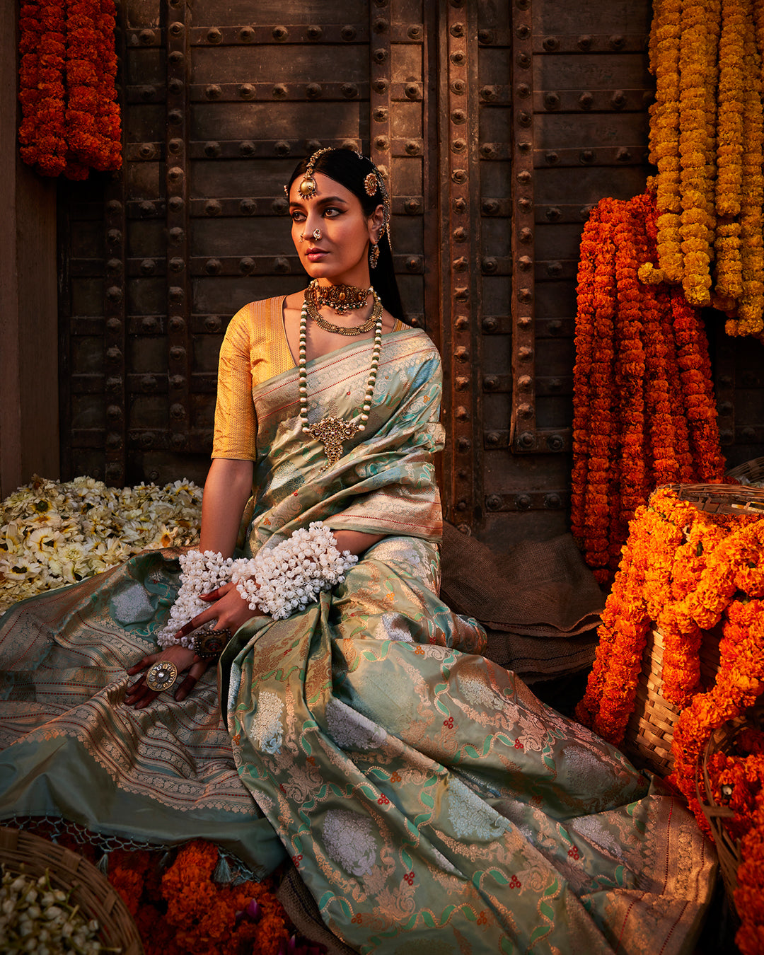 Green Banarasi Silk Saree