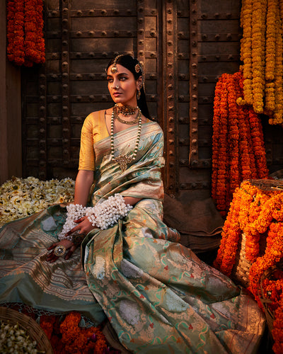 Green Banarasi Silk Saree