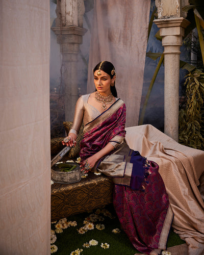 Purple Banarasi Silk Saree