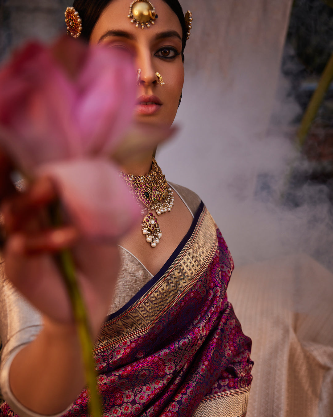 Purple Banarasi Silk Saree