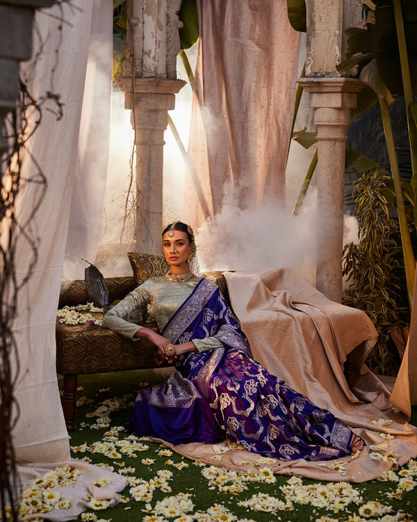 Violet Banarasi Silk Saree