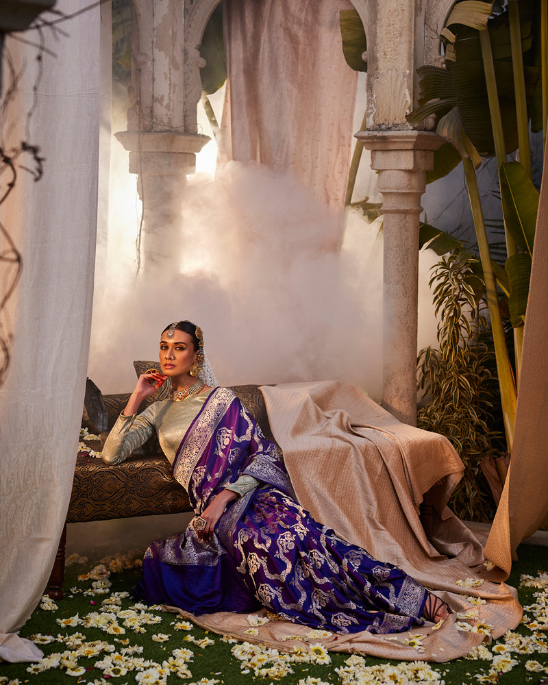 Violet Banarasi Silk Saree