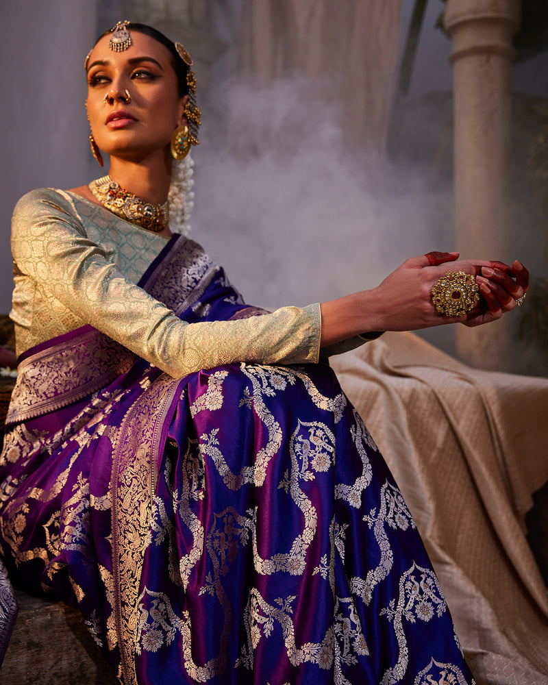 Violet Banarasi Silk Saree