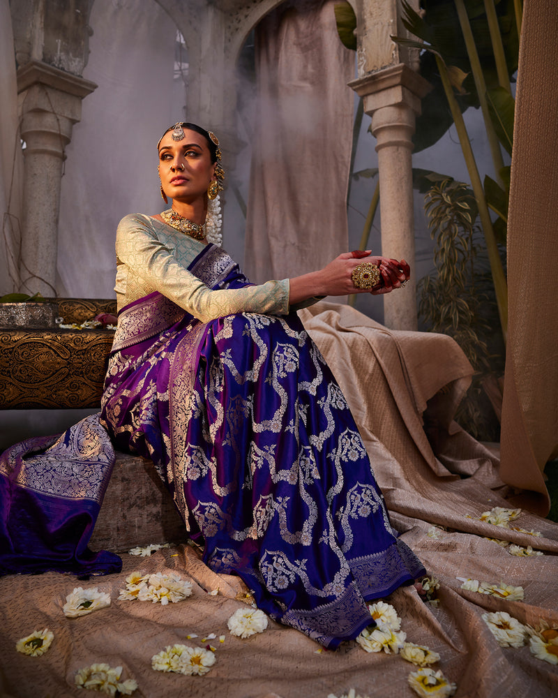 Violet Banarasi Silk Saree
