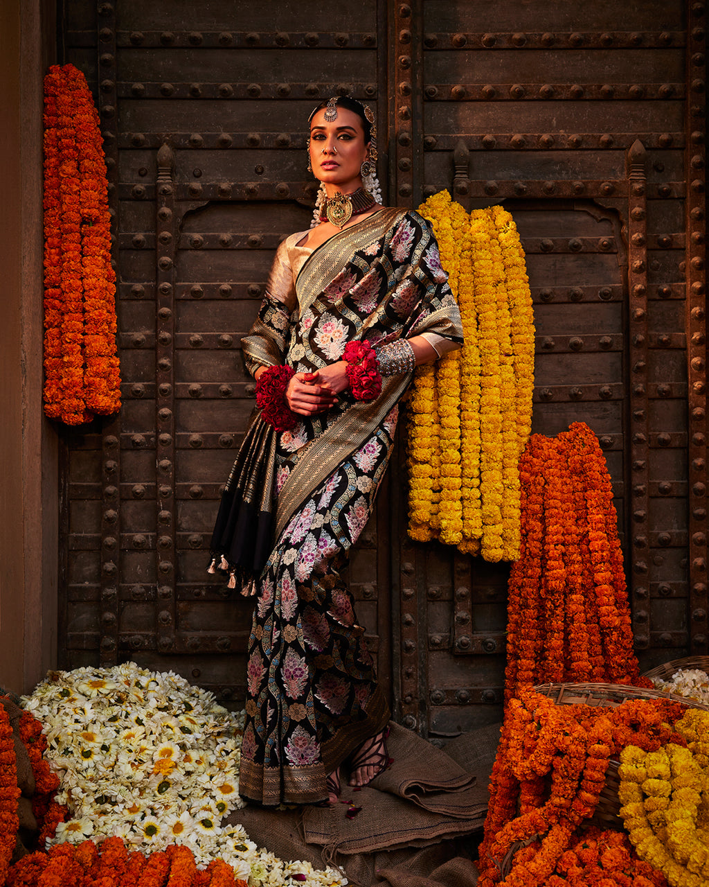 Black Banarasi silk Saree